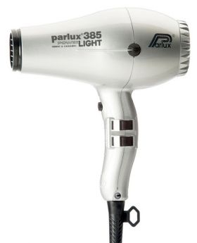 Parlux 385 Power Light Ionic+Ceramic Pro Hair Dryer+2 Nozzles-Silver