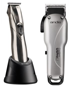Andis Combo Professional Cordless US Pro Li Clipper And Slimline Pro Li T-Blade Hair Trimmer