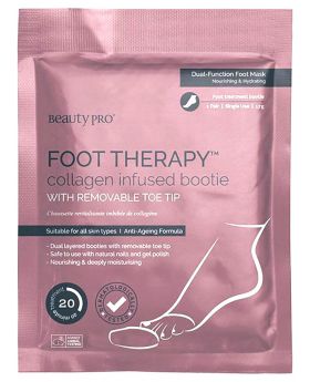 Beauty Pro Foot Therapy Collagen Infused Bootie with Removable Toe Tip