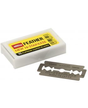  Feather Hi-Stainless Double Edge Platinum Coated Blades Safety Razor-10 Blades