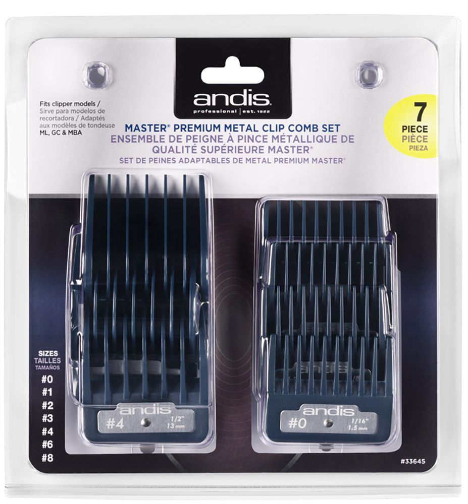 Andis master clipper t outliner trimmer attachment combs oil set Andis Master Premium Metal Clip Blade Attachment Clipper Combs Guide 7 Set 33645 Free Delivery