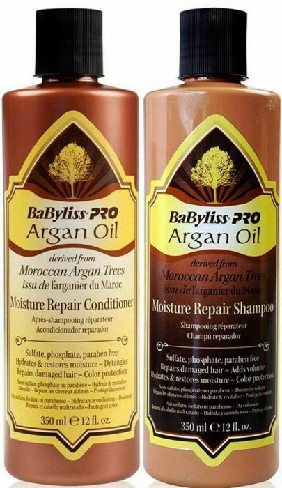 BaByliss PRO Moisture Repair Argan Oil Shampoo \u0026 Conditioner 350ml Duo -  Free Delivery