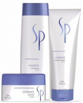 Wella SP System Professional Hydrate Shampoo & Conditioner 200ml & Mask Trio
