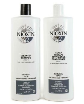 Nioxin System 2 Cleanser Shampoo and Scalp Revitaliser Conditioner Duo 1L 